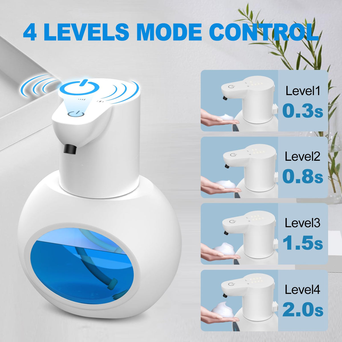 Automatic Foaming Soap Dispenser, 15oz/420ml Smart Hand Soap Dispensers, Touchless Wall Mount with 4-Level Adjustable, Rechargeable Foaming Hand Soap Dispenser for Bathroom Kitchen Office Black 1