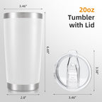 20oz Tumbler Bulk with Lid Stainless Steel Tumblers, 6 Pack