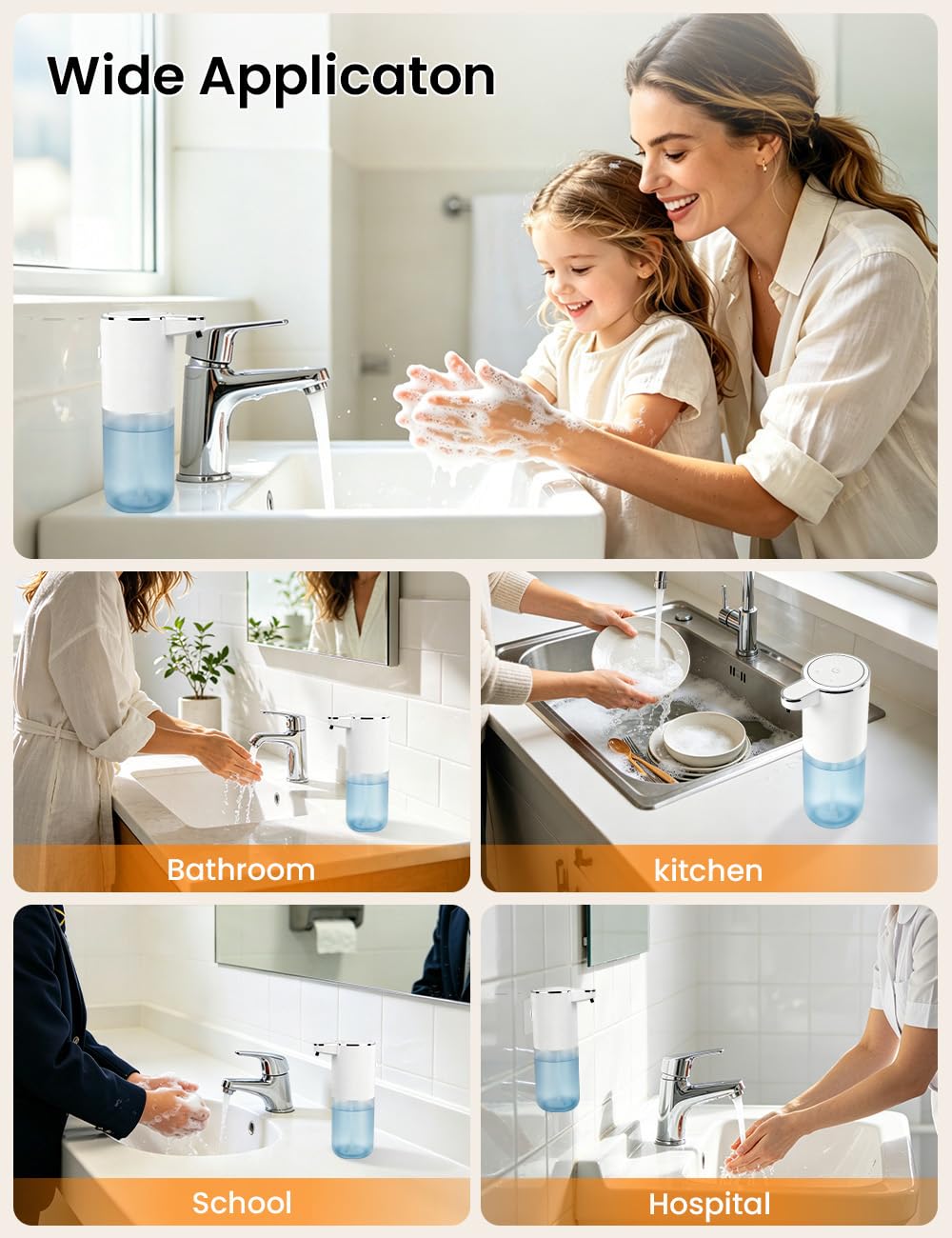 Automatic Soap Dispenser Touchless, USB Rechargeable Hand Soap Dispenser, 4 Adjustable Soap Levels, IPX5 Waterproof, 12.8oz/380ml, Countertop or Wall Mounted for Bathroom and Kitchen, White Liquid