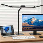 LED Desk Lamp for Home Office with Base, 28.2" Adjustable Gooseneck Swing Arm Ultra Bright Desk Light, Dimmable Architect Table lamp for Desktop Computer Light, Reading, Study, Workbench Black