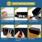 Power Strip Cover Box and Cable Management Organizer for Child Safety