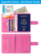 Passport Holder Cover Wallet RFID Blocking, Travel Essentials Pink Passport Covers