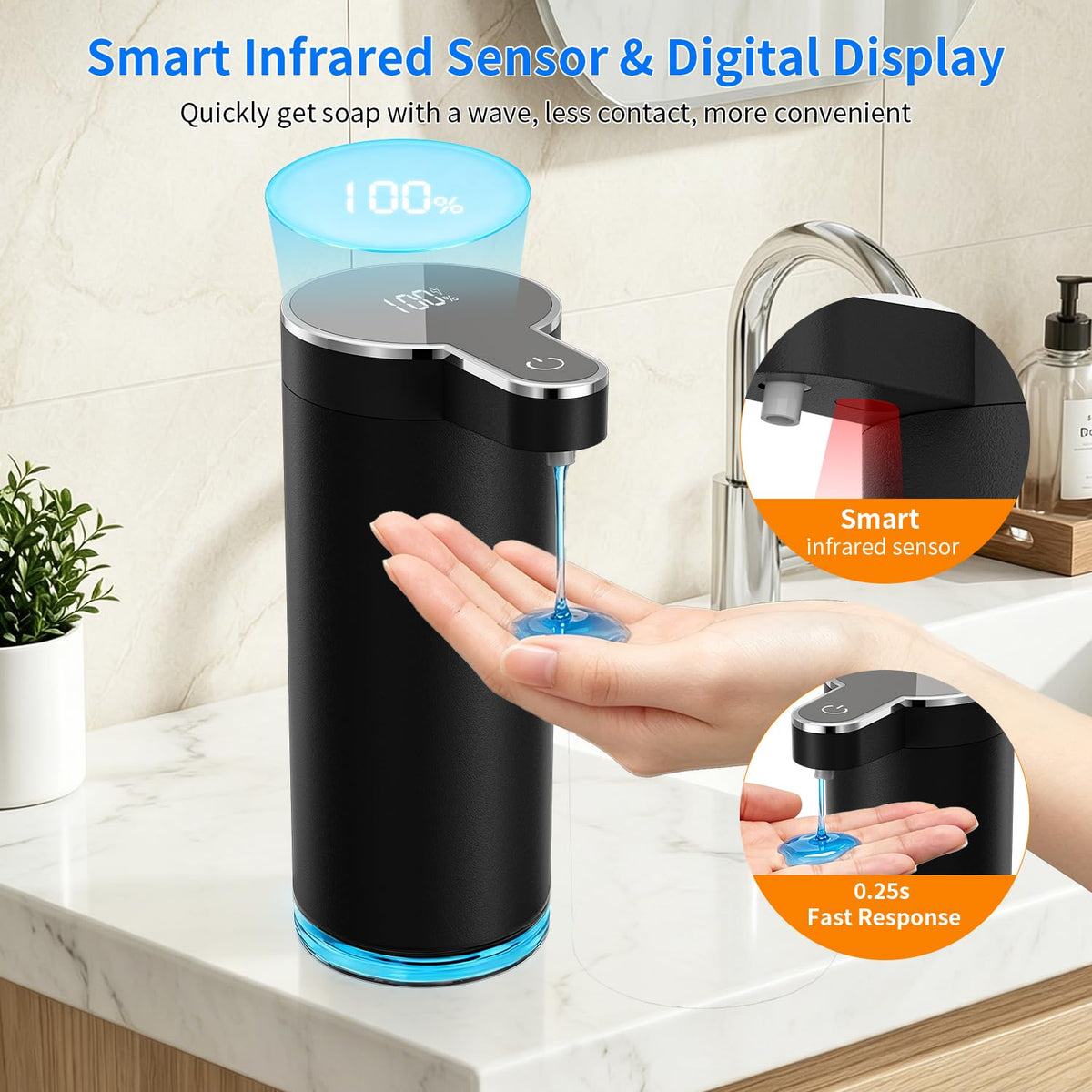 Automatic Foaming Soap Dispenser(IPX5 Waterproof, 12oz/350ml St-01 Foam Gray