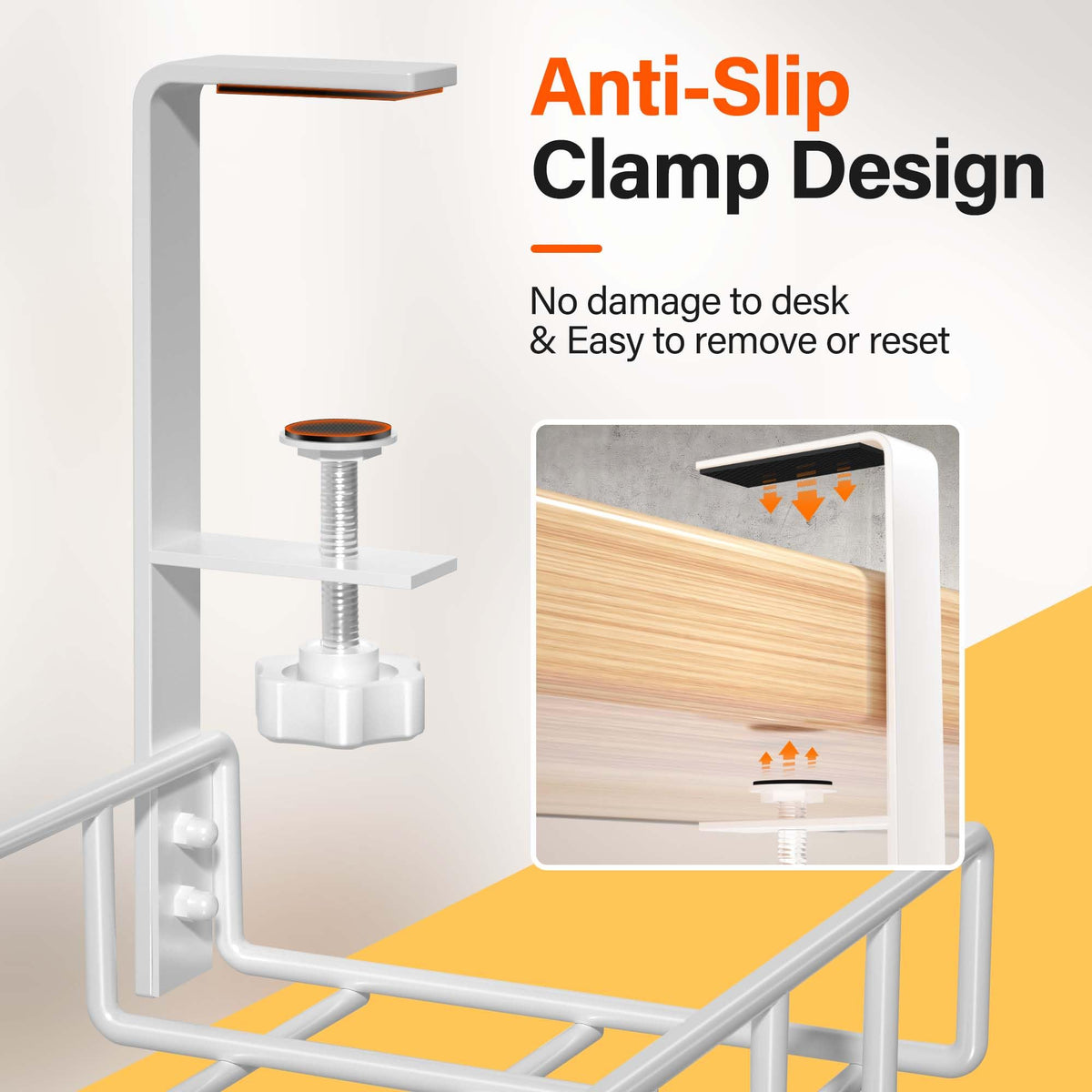 Under Desk Cable Management Tray and Metal Wire Organizer Rack for Standup Desks