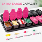 Extra Large Weekly Pill Organizer and AM/PM Medication Dispenser