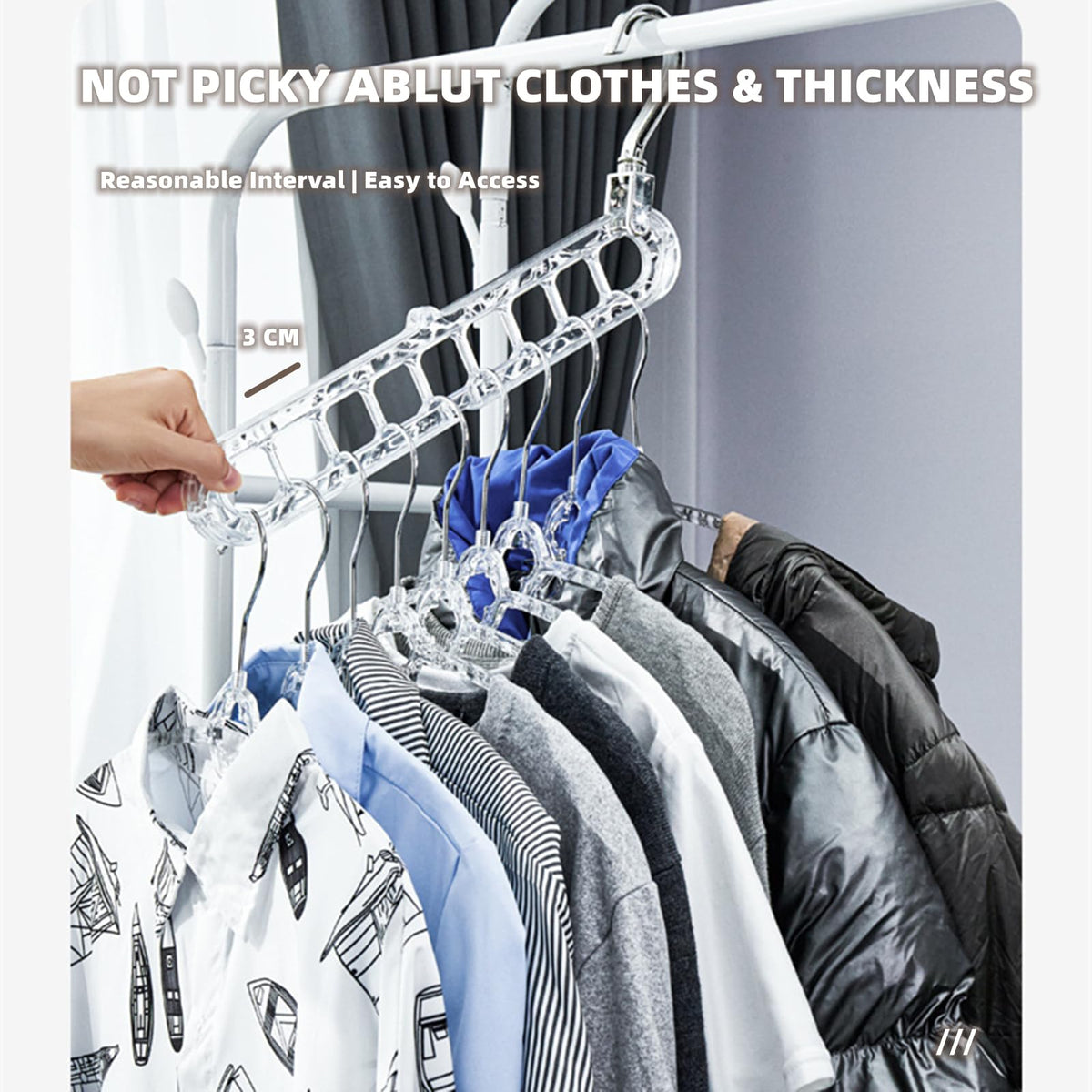 Space Saving Clothes Hangers 2Pcs 9 Slots Wardrobe Clothing Cascading Hanger Closet Storage Hanger Folding Wardrobe Clothes Hanger Organizer Multifunctional Closet Organizer for Home and Dormitory