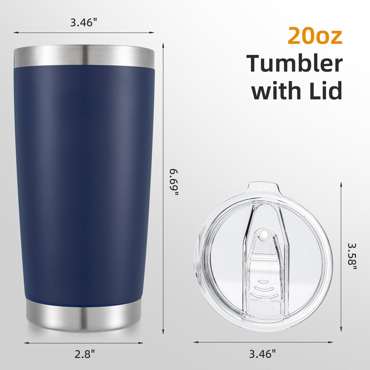 20oz Tumbler Bulk with Lid Stainless Steel Tumblers, 6 Pack
