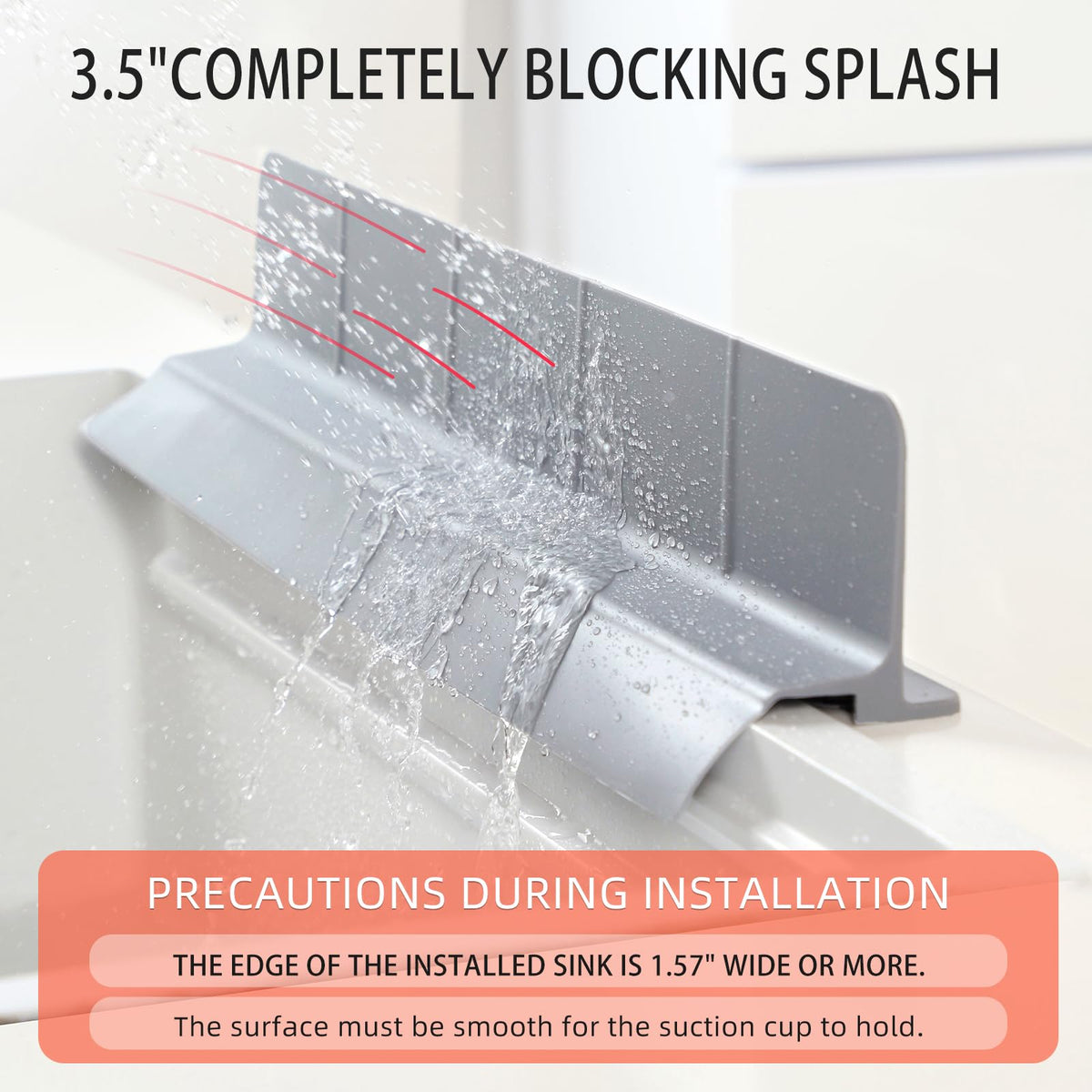 23" Ultra Silicone High Sink Splash Guard, Grey Gray