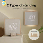 mooas Wood Moon Cordless Mini Digital LED Wall Clock, Date, Temperature Wood Moon (Cordless Mini)