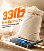 Food Scale 33 lb Capacity, Rechargeable Kitchen Scale with 7 Units Sliver