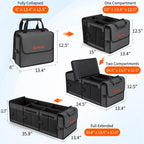 Collapsible Trunk Organizer with Insulated Leakproof Cooler Bag,Removable Lid,Adjustable Securing Straps,3 Compartments Trunk Organizer for SUV,Truck,Sedan(Grey & Black) Black&Grey With Cooler