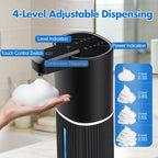 Automatic Soap Dispenser, Foaming Soap Dispenser Touchless with Continuous Dispensing, 4-Level Adjustable, Rechargeable Hand Soap Dispensers, Wall Mounted or Countertop for Bathroom & Kitchen Gold