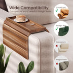 2 Pack Acacia Wood Folding Sofa Arm Tray with Anti-Slip Pad Brown 2 PC