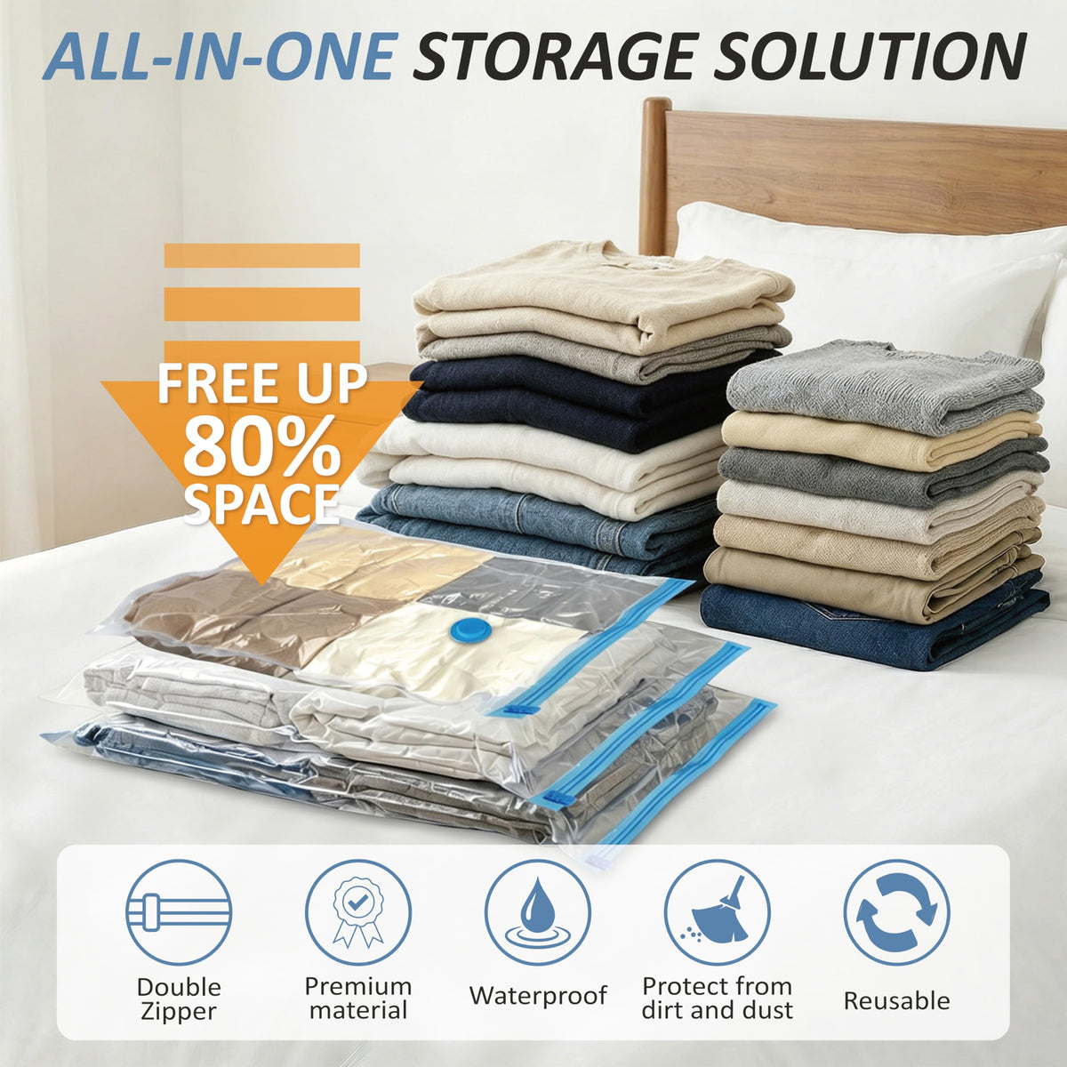 12 Jumbo Vacuum Storage Bags for Blankets & Bedding, Space Saver Bags 12 Jumbo