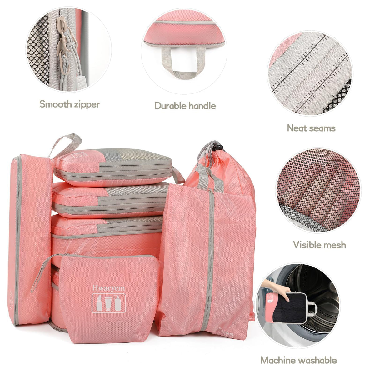 Dual Zipper Compression Packing Cubes with Shoe Bag
