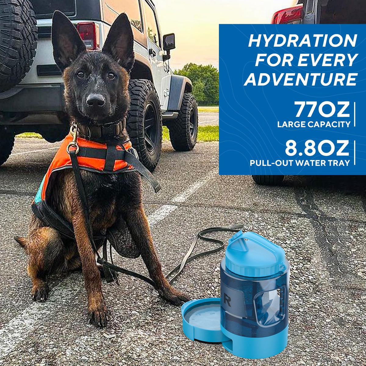 Large Portable Dog Water Bottle with Pull-Out Drinking Bowl