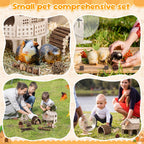 11 Pcs Hamster Cage Accessories, 9.5" Wooden Gerbil Wheel