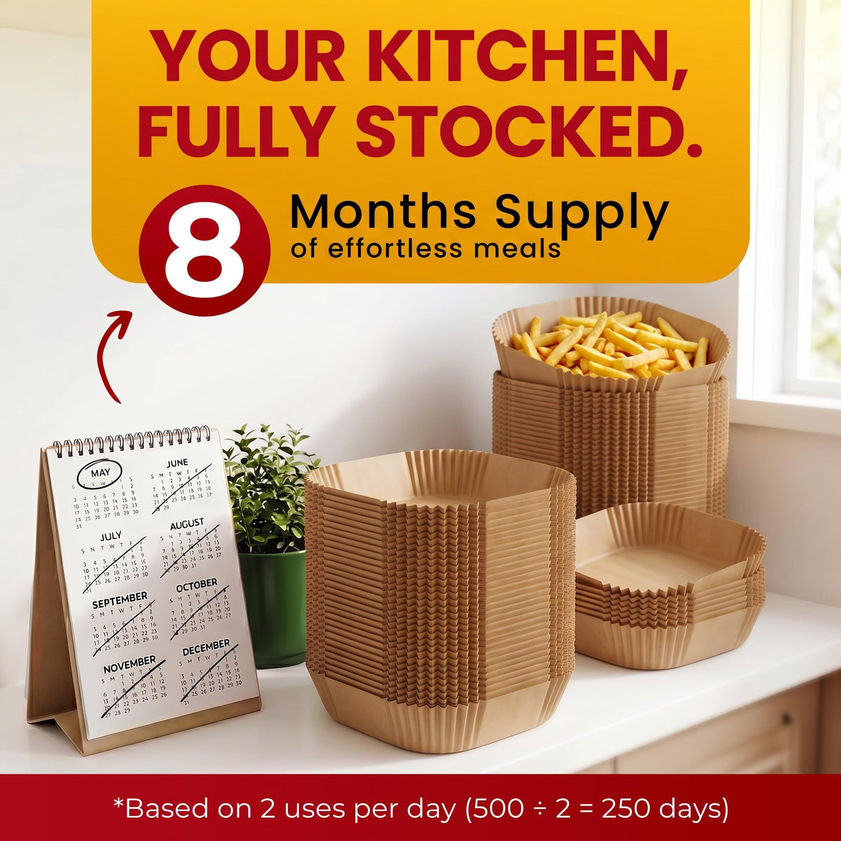500Pcs Air Fryer Liners Disposable 8" Square 500