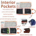7 Pcs Compression Packing Cubes Travel for Suitcases, Luggage Organizer Washable Storage Bags Set for Backpack Travel- Packaging Cubes for Carry-Ons and Storage yellow orange