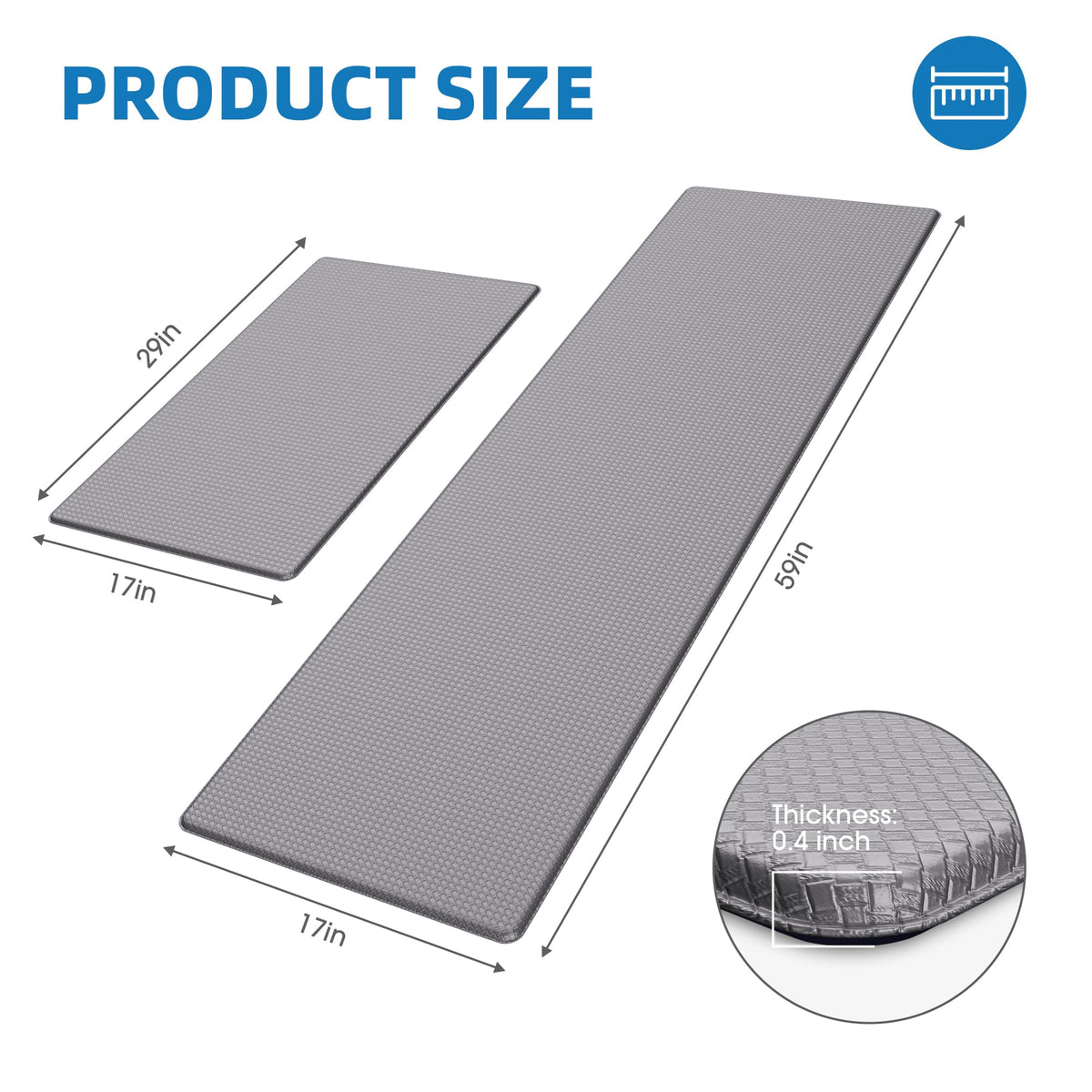 Kitchen Mats for Floor, [2PCS] Anti-Fatigue Kitchen Rugs, Black 2pc: 17" x 29" + 17" x 47"