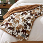 Nordic Plaid Green Sherpa Throw Blanket for Bed and Couch