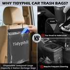 50 Bags Hanging Car Trash Bags Disposable, 2 Gallon Car Garbage Bags. Gray 50 Count (Pack of 1)