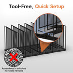File Organizer For Desk, 7 Section Metal Desktop File Sorter, Black