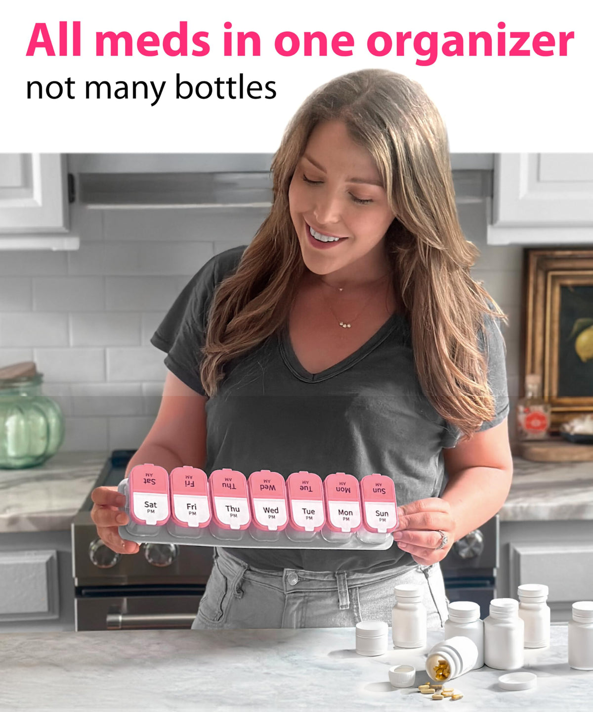 Large Weekly Pill Organizer and Medication Dispenser