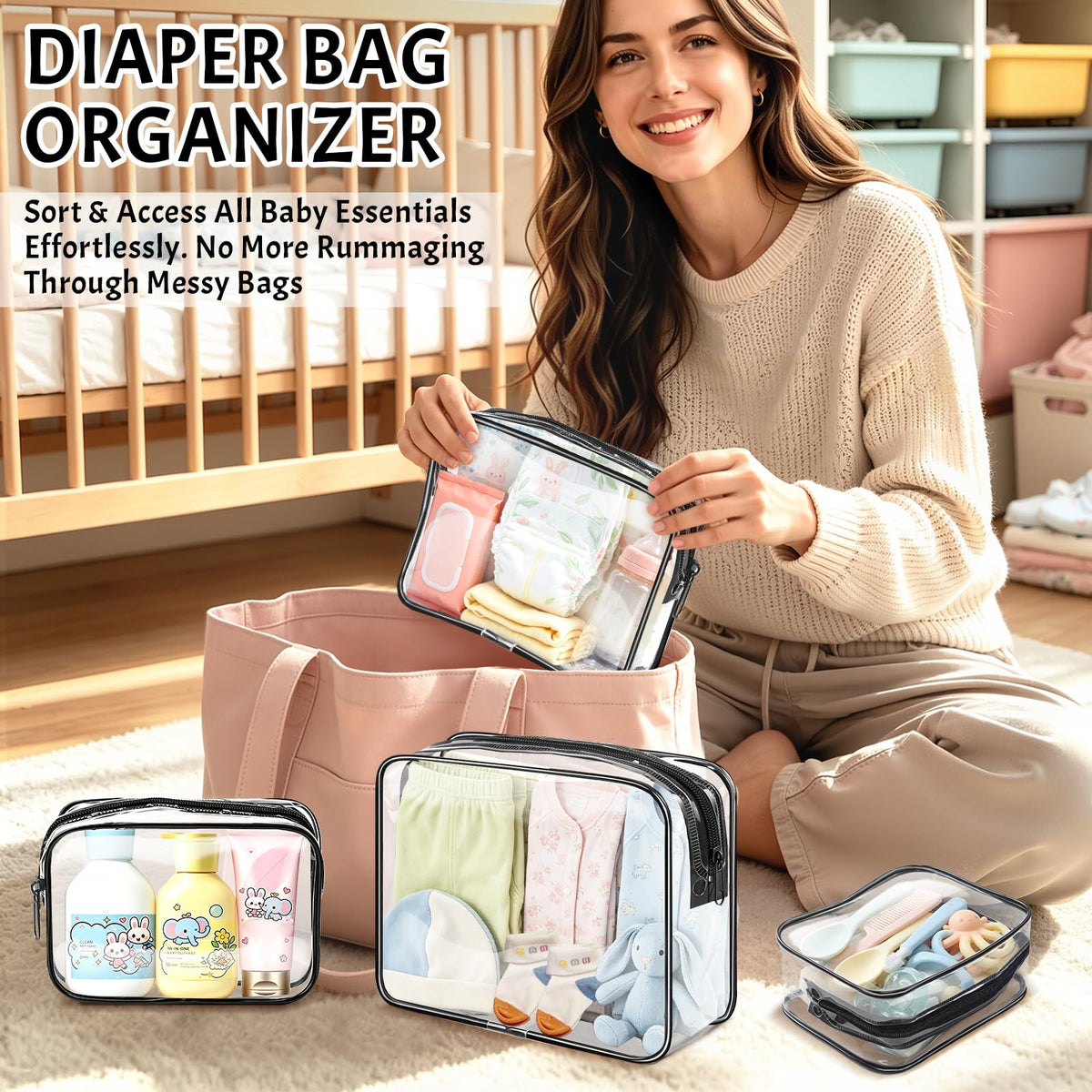 4 Pieces Clear Cosmetic Bags Bulk TSA Approved Toiletry Bag for Travel PVC Waterproof Clear Makeup Pouch with Zipper for Men and Women Carry-on Travel Essentials 4pcs SML Black