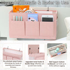Bedside Caddy Bedside Storage Hanging Organizer for Bunk Dorm Bed Rail New Pink