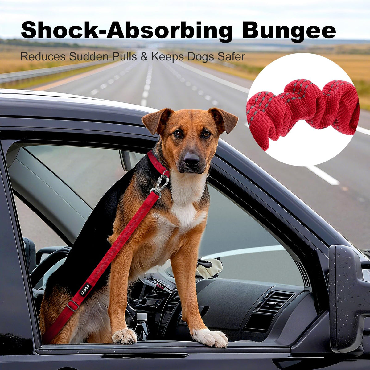 Dog Seat Belt for Car, Car Harness with Locking Aluminum Hook Purple