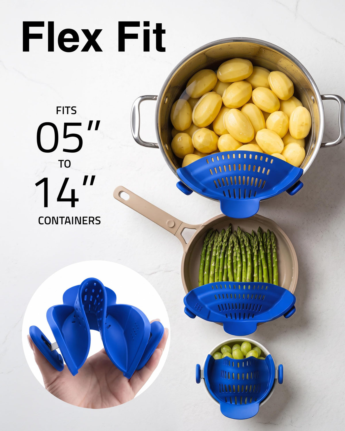 Kitchen Gizmo Snap N' Strain - Silicone Clip-On Strainer for Pots, Pans, and...