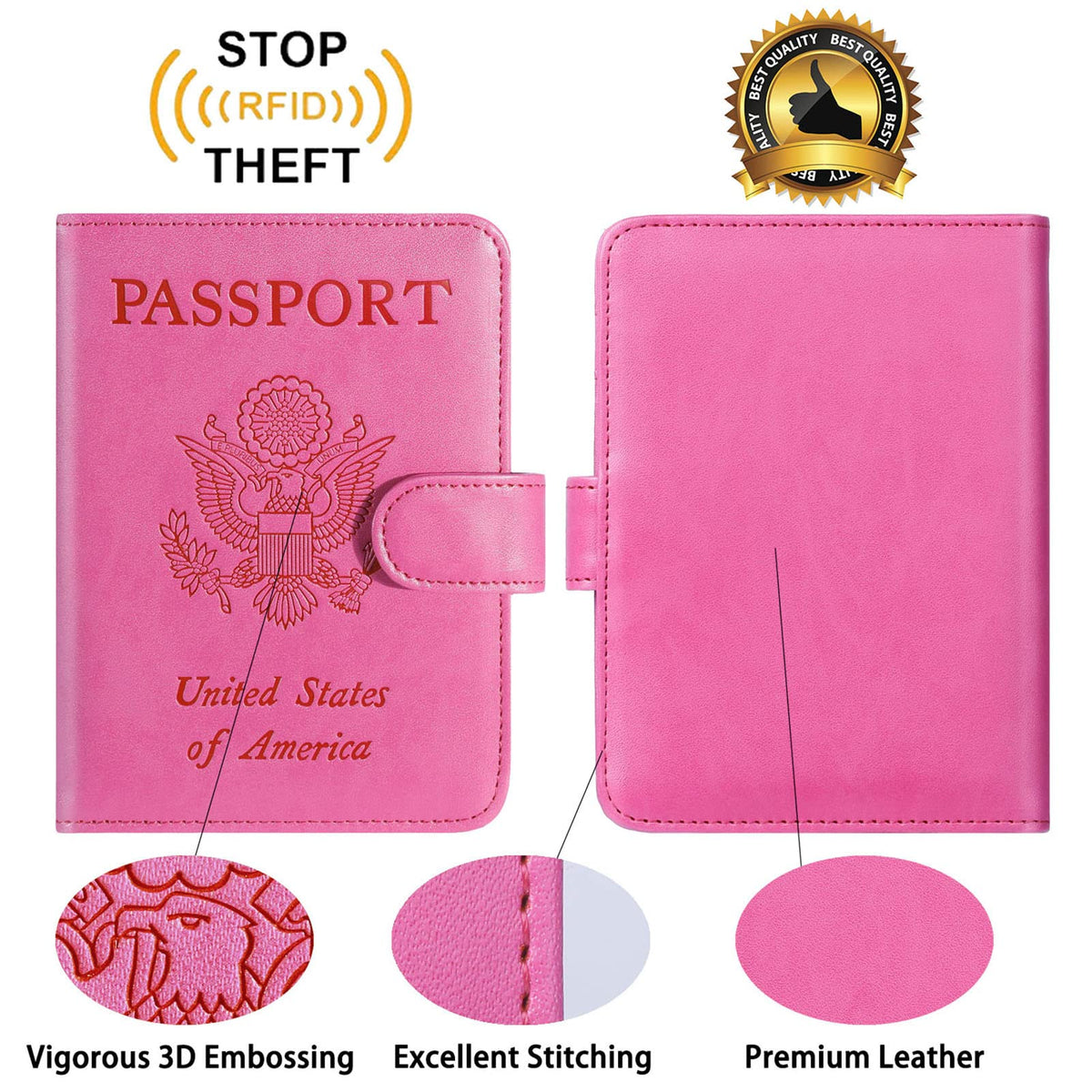 Passport Holder Cover Wallet RFID Blocking, Travel Essentials Pink Passport Covers