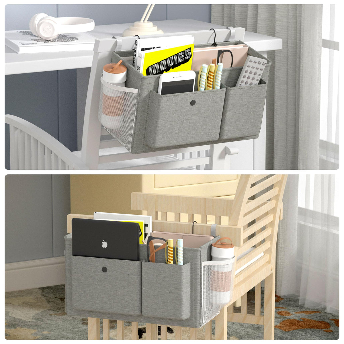 Bedside Caddy Bedside Storage Hanging Organizer for Bunk Dorm Bed Rail New Pink