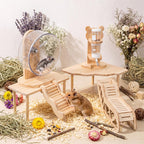 BreezeHug 6 Pcs Wooden Hamster Cage Accessories, Hamster Tunnels, Stylish