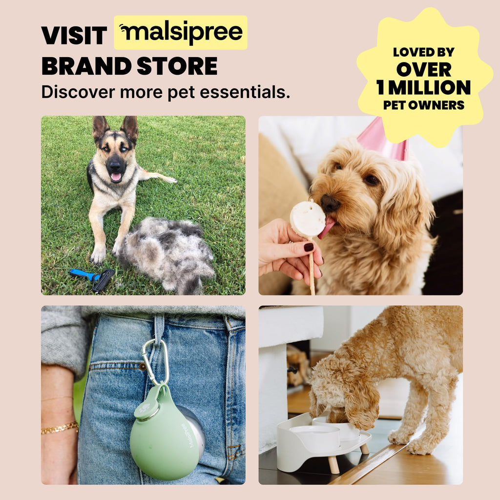 MalsiPree On the Go Dog Water Bottle - 12 oz Pink, Leak-Proof