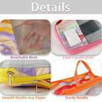 7 Pcs Compression Packing Cubes Travel for Suitcases, Luggage Organizer Washable Storage Bags Set for Backpack Travel- Packaging Cubes for Carry-Ons and Storage yellow orange
