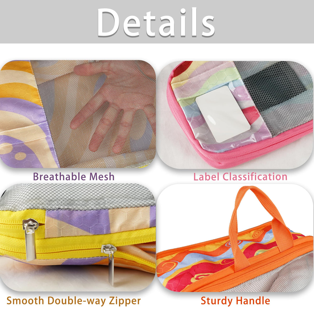 7 Pcs Compression Packing Cubes Travel for Suitcases, Luggage Organizer Washable Storage Bags Set for Backpack Travel- Packaging Cubes for Carry-Ons and Storage yellow orange