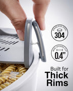 Kitchen Gizmo Snap N' Strain - Silicone Pasta Strainer Clip-On for Pots and Pans - Heat Resistant Colander for Vegetables and Noodles - Kitchen Gadgets for Cooking - Space-Saving Design - Gray 1