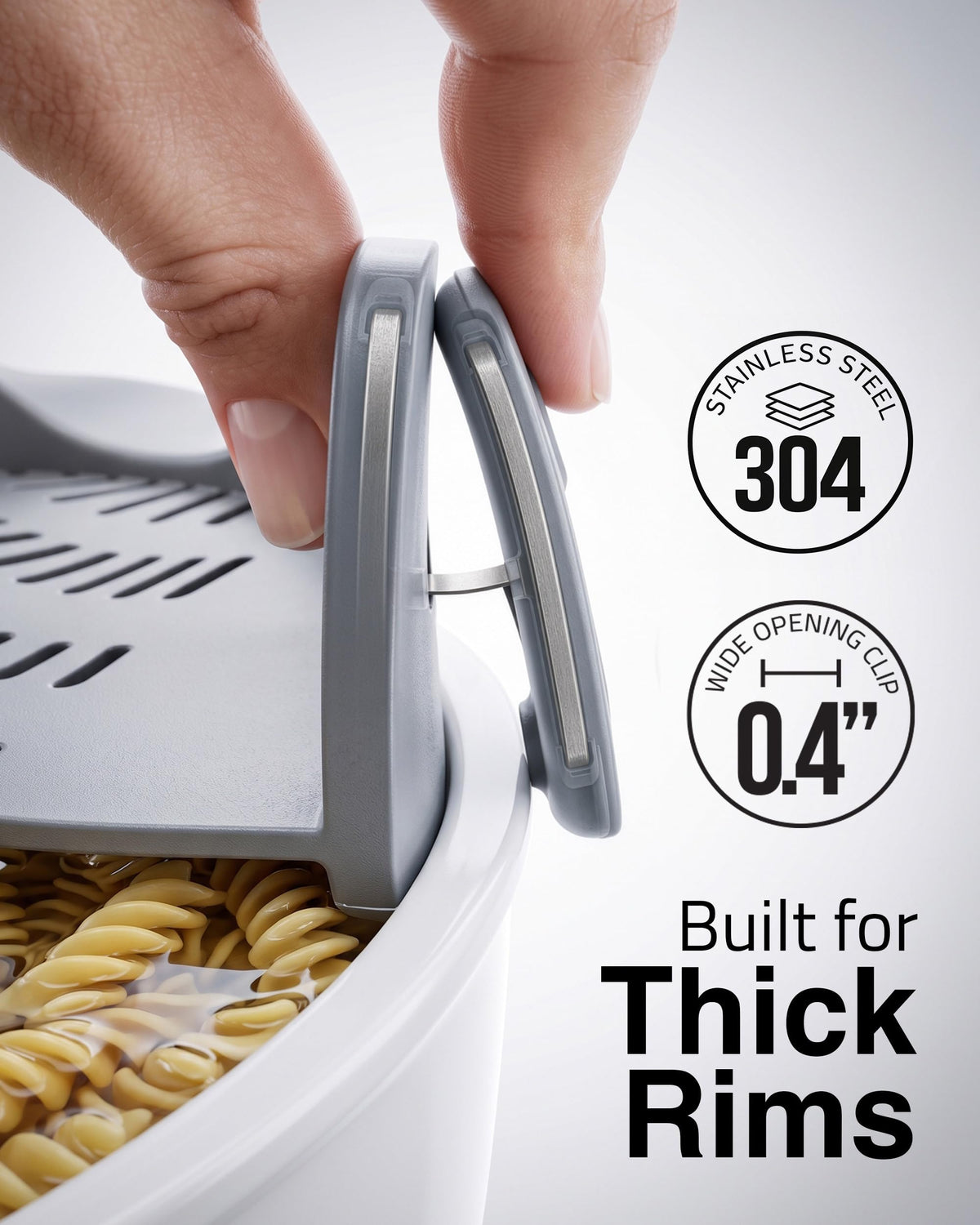 Kitchen Gizmo Snap N' Strain - Silicone Pasta Strainer Clip-On for Pots and Pans - Heat Resistant Colander for Vegetables and Noodles - Kitchen Gadgets for Cooking - Space-Saving Design - Gray 1