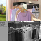 Wall Mounted Clothes Drying Rack - 31.5" Foldable Clothes Drying Rack Wall Mount, 5 Steel Rods With Knobs, Retractable Space-Saving Laundry Rack, Heavy Duty 60 lbs Capacity (Wall Template Included)