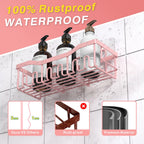 EUDELE Adhesive Shower Caddy, 5 Pack Rustproof Stainless Steel Bath Organizers With Large Capacity, No Drilling Shelves for Bathroom Storage & Home Decor Black