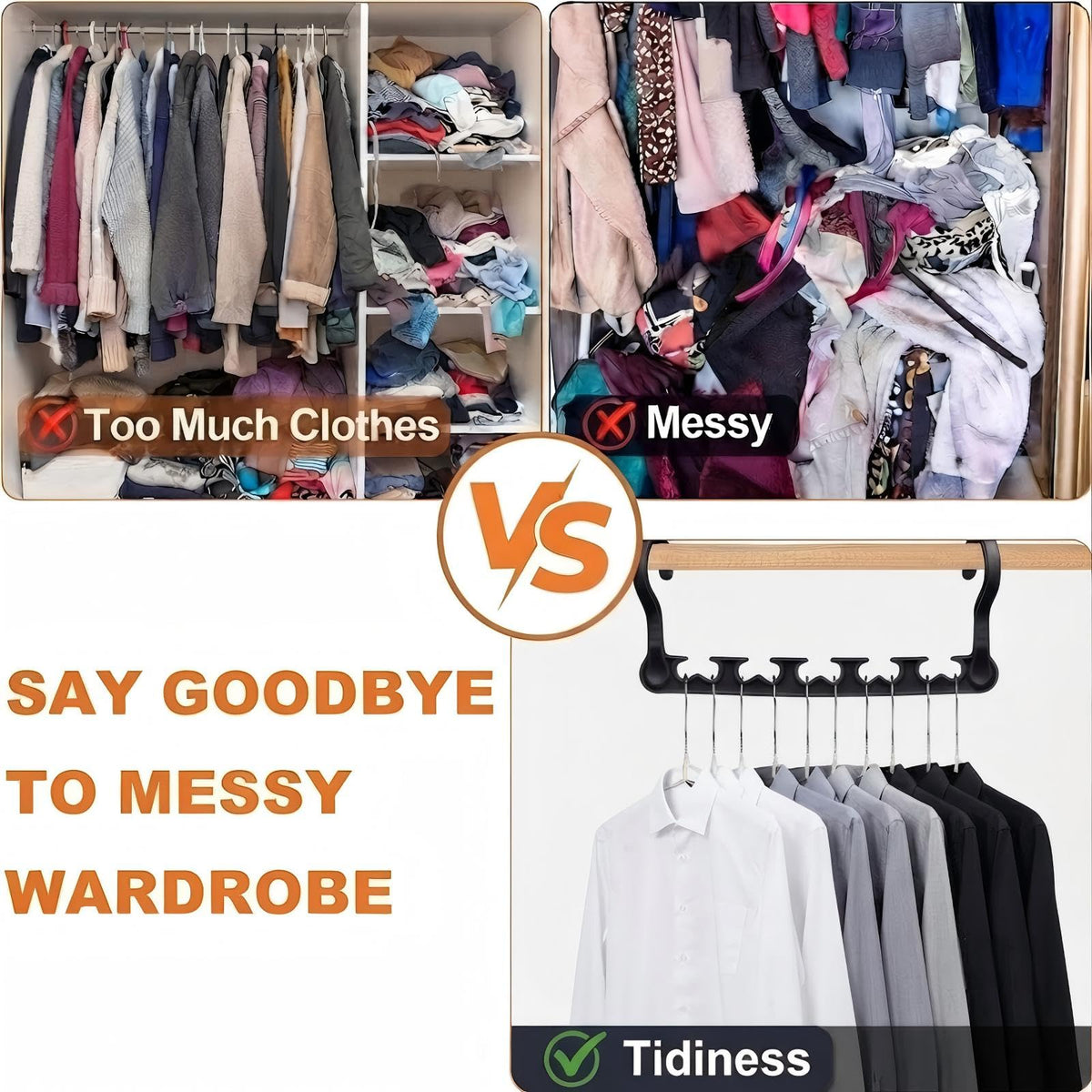 10 Pack Max Space Saving Hangers 360° Swivel Hooks Saving Closet Organizer
