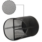 Delifox 2 Pack Pen Holder Mesh Round Pencil Holder 3 Compartments, Black
