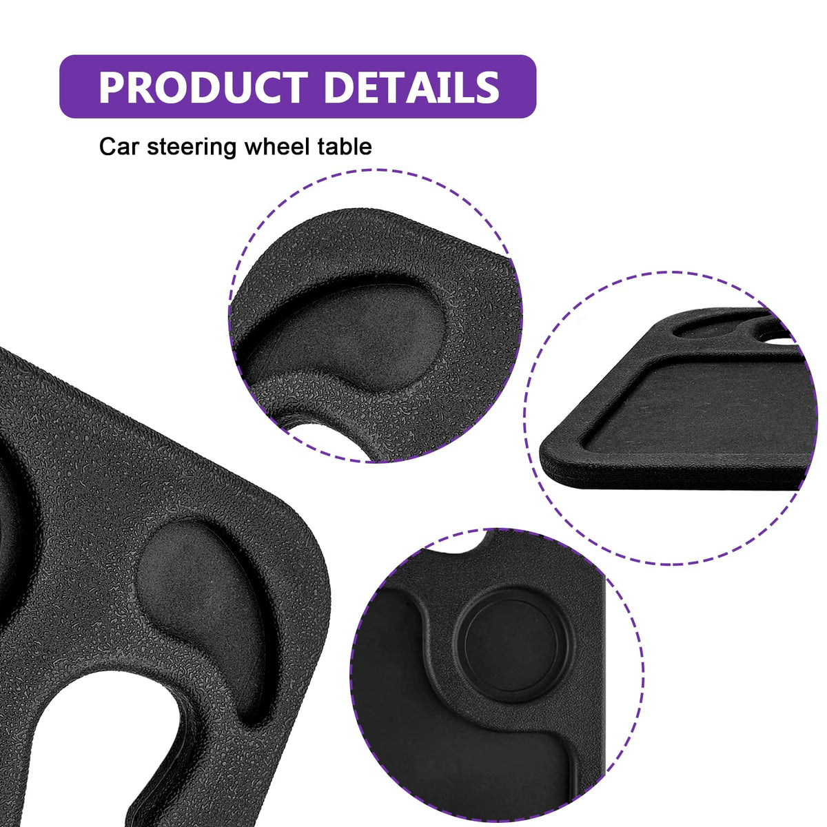Multipurpose 2 in 1 Car Steering Wheel Desk Tray Laptop Mount and Food Table for Eating with Drink and Pen Holder Compatible with Most Vehicles (Black) black
