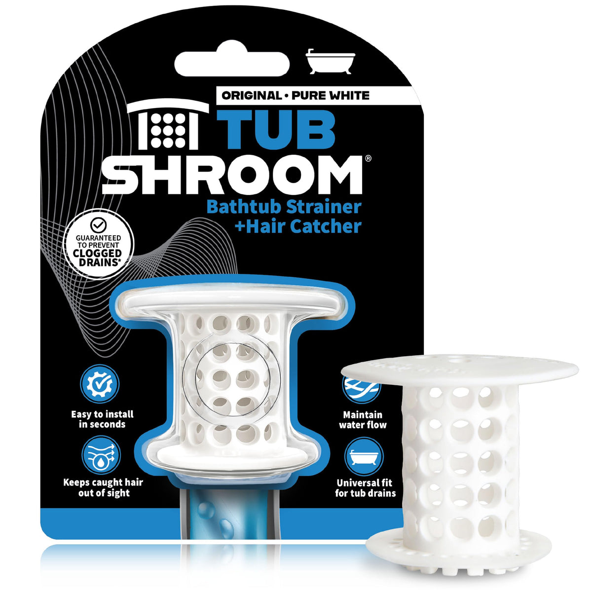 TubShroom Bathtub Drain Hair Catcher – In-Drain Tub Strainer & Clog...