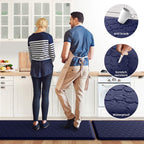 Kitchen Mat 2 PCS Cushioned Anti-Fatigue Floor Mat Standing Mat for Kitchen Stylish Grey 17.3"x29"+17.3"x47"