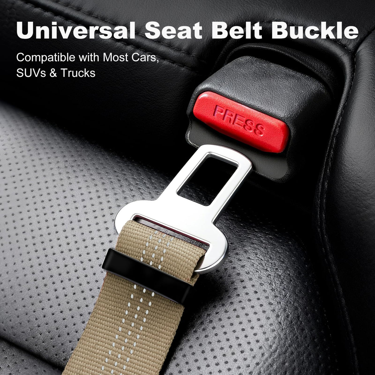 Dog Seat Belt for Car, Car Harness with Locking Aluminum Hook Gray