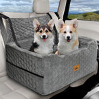 Dog Car Seat for Medium/Large Dog Booster Seat Under 60 lbs or 2 Small Dogs, Multi-Functional Pet Car Seat with Thick Cushion, 2 Safety Leashes (Gray) Gray Large