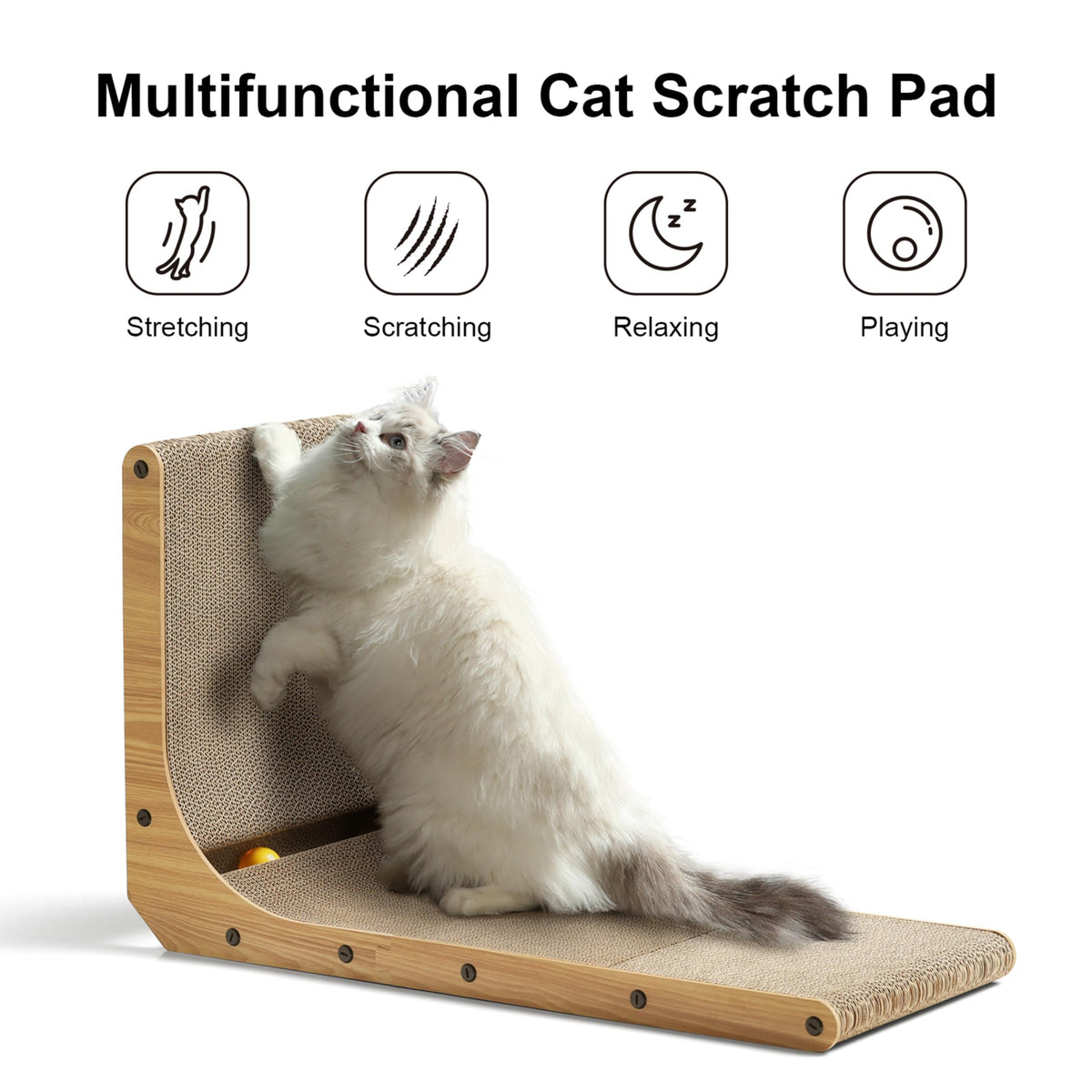 FUKUMARU Cat Scratcher, 26.8 Inch L Shaped Scratch Pad for Indoor Cats